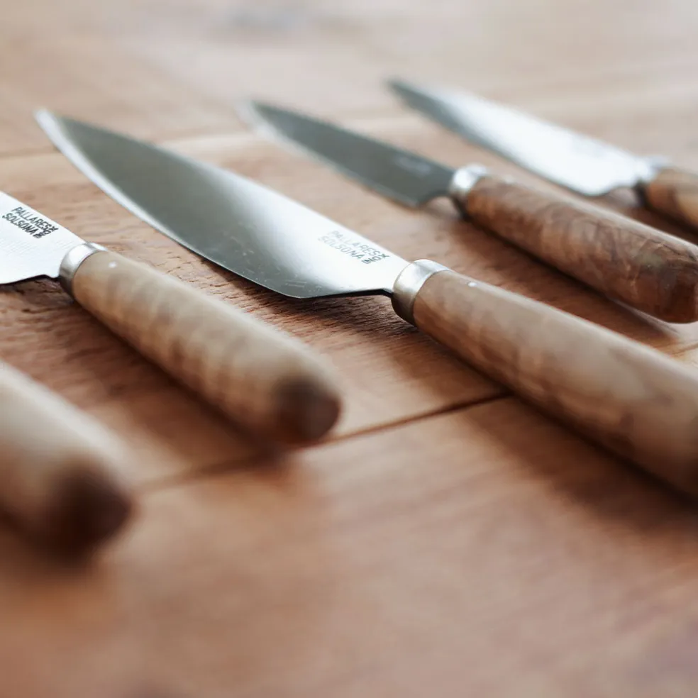 Cuchillos de cocina con mango redondo de olivo Pallarès