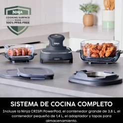 Freidora de aire Crispi Ninja®: la airfryer con cubetas de vidrio y diseño portátil FN101