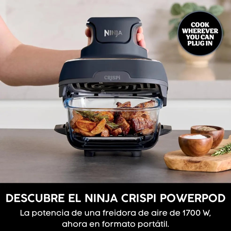 Freidora de aire Crispi Ninja®: la airfryer con cubetas de vidrio y diseño portátil FN101