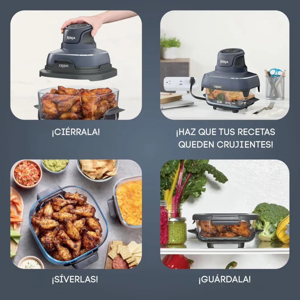 Freidora de aire Crispi Ninja®: la airfryer con cubetas de vidrio y diseño portátil FN101