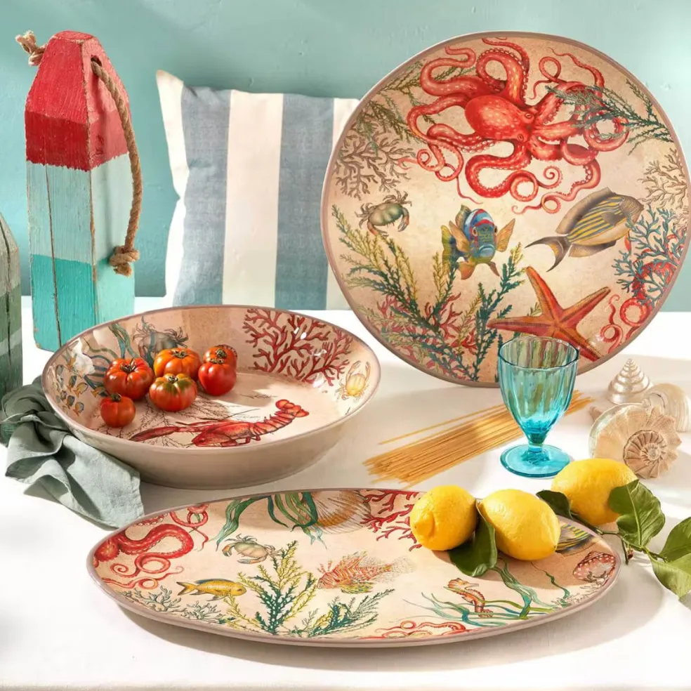 Fuente para servir de melamina Sea Life Rose & Tulipani