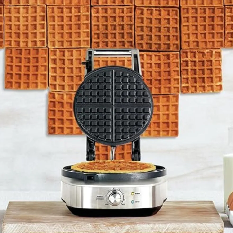 Gofrera clásica circular The No-Mess Waffle Sage