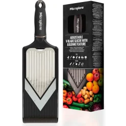 Mandolina hoja en V ajustable con función juliana Microplane