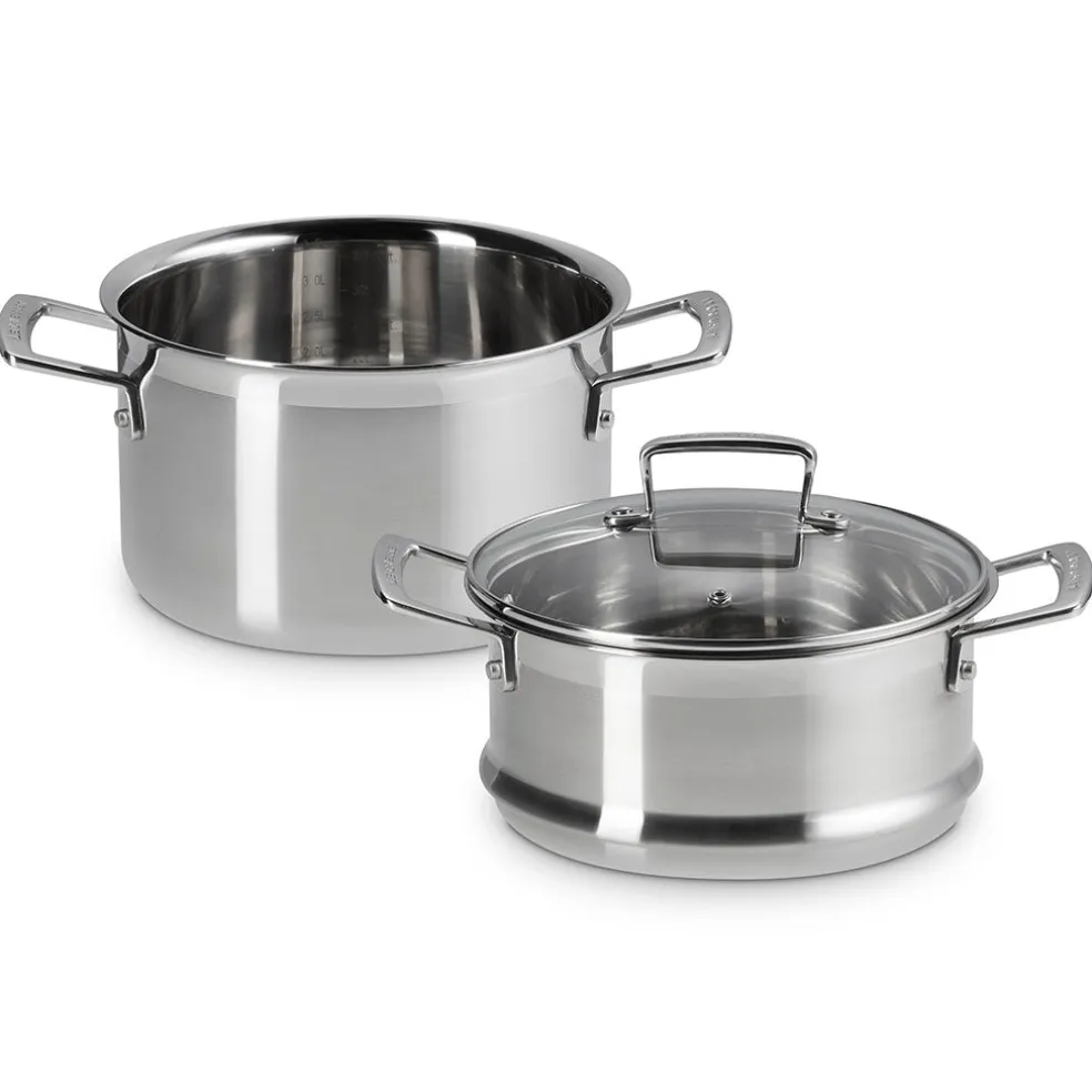 Olla con vaporera y tapa de cristal Le Creuset