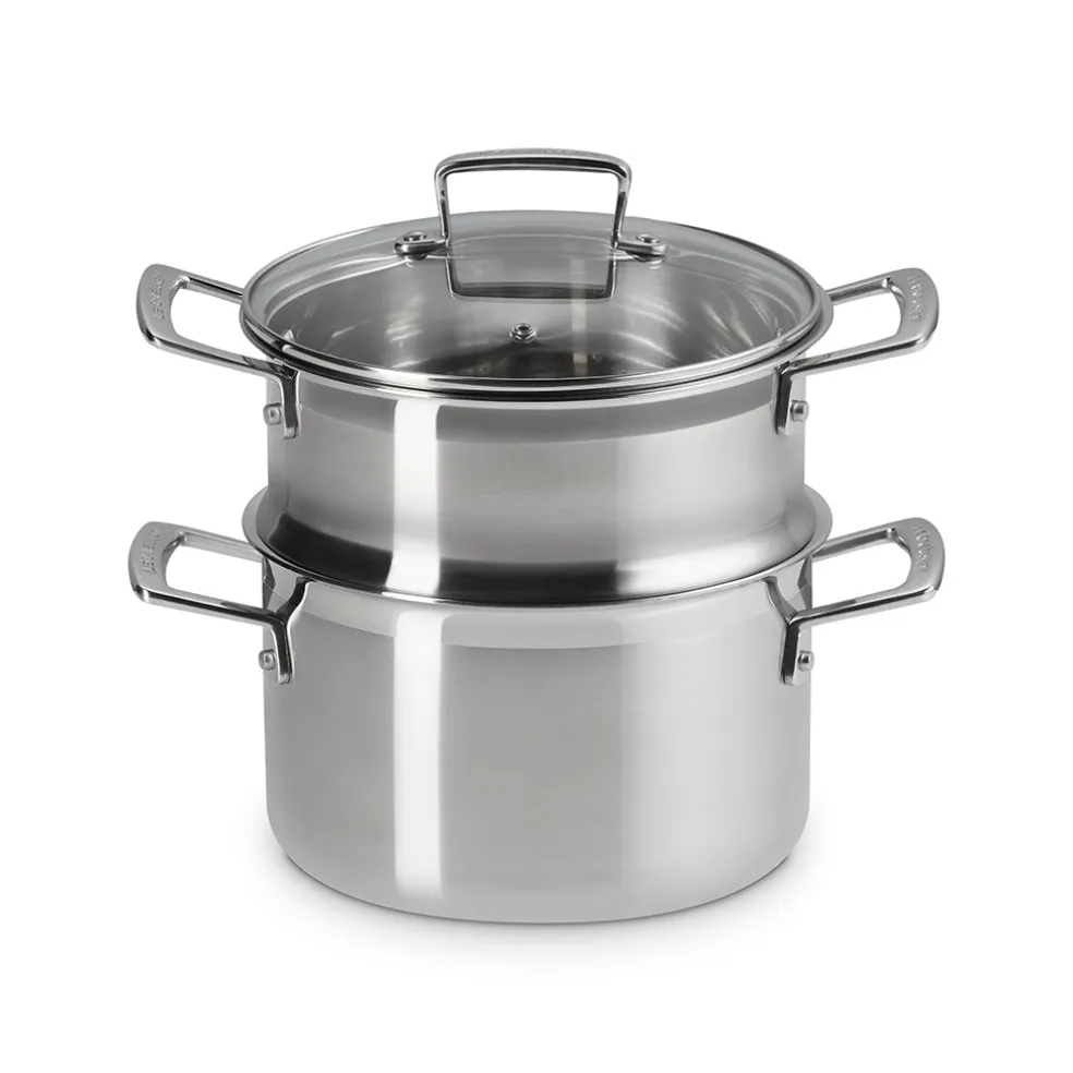 Olla con vaporera y tapa de cristal Le Creuset