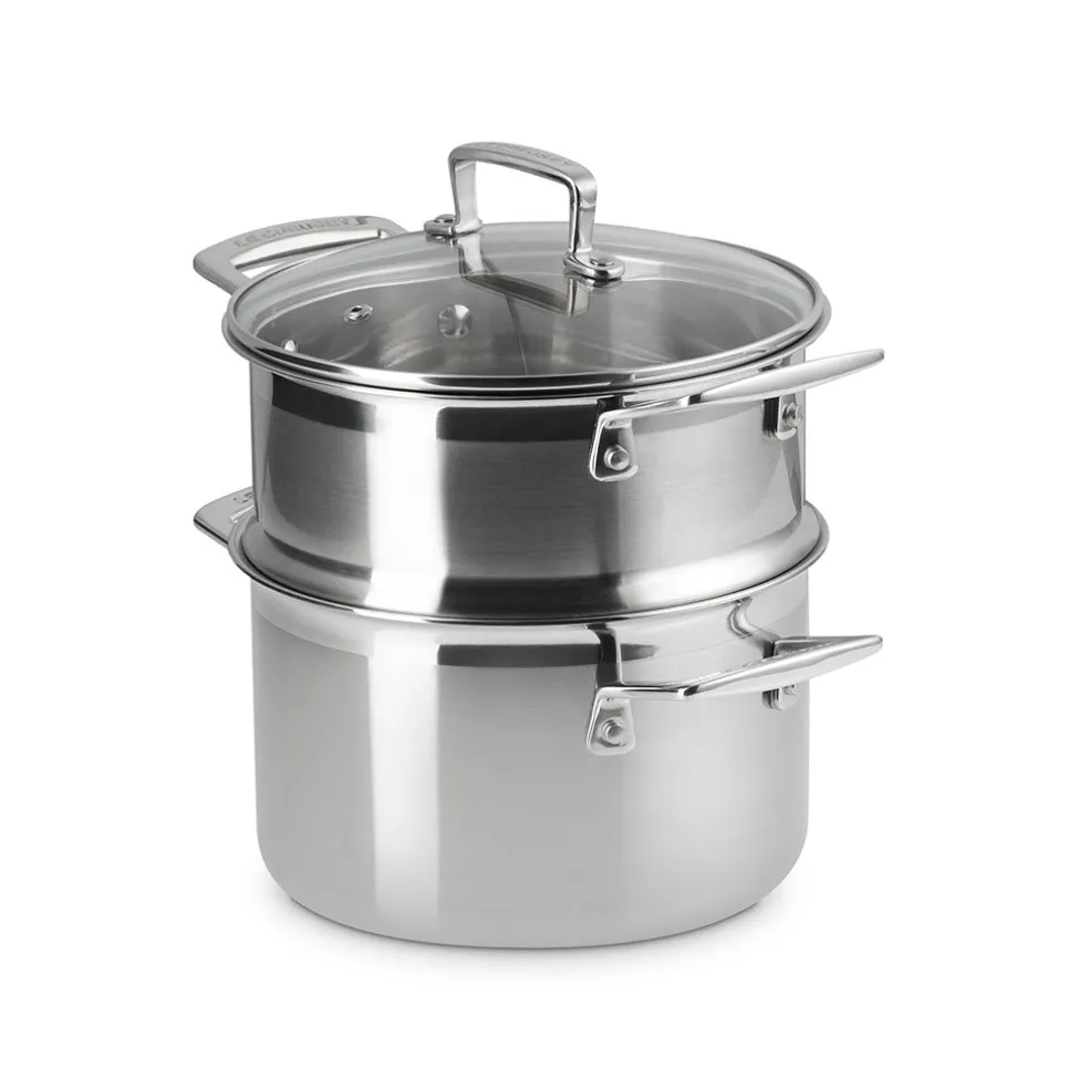 Olla con vaporera y tapa de cristal Le Creuset