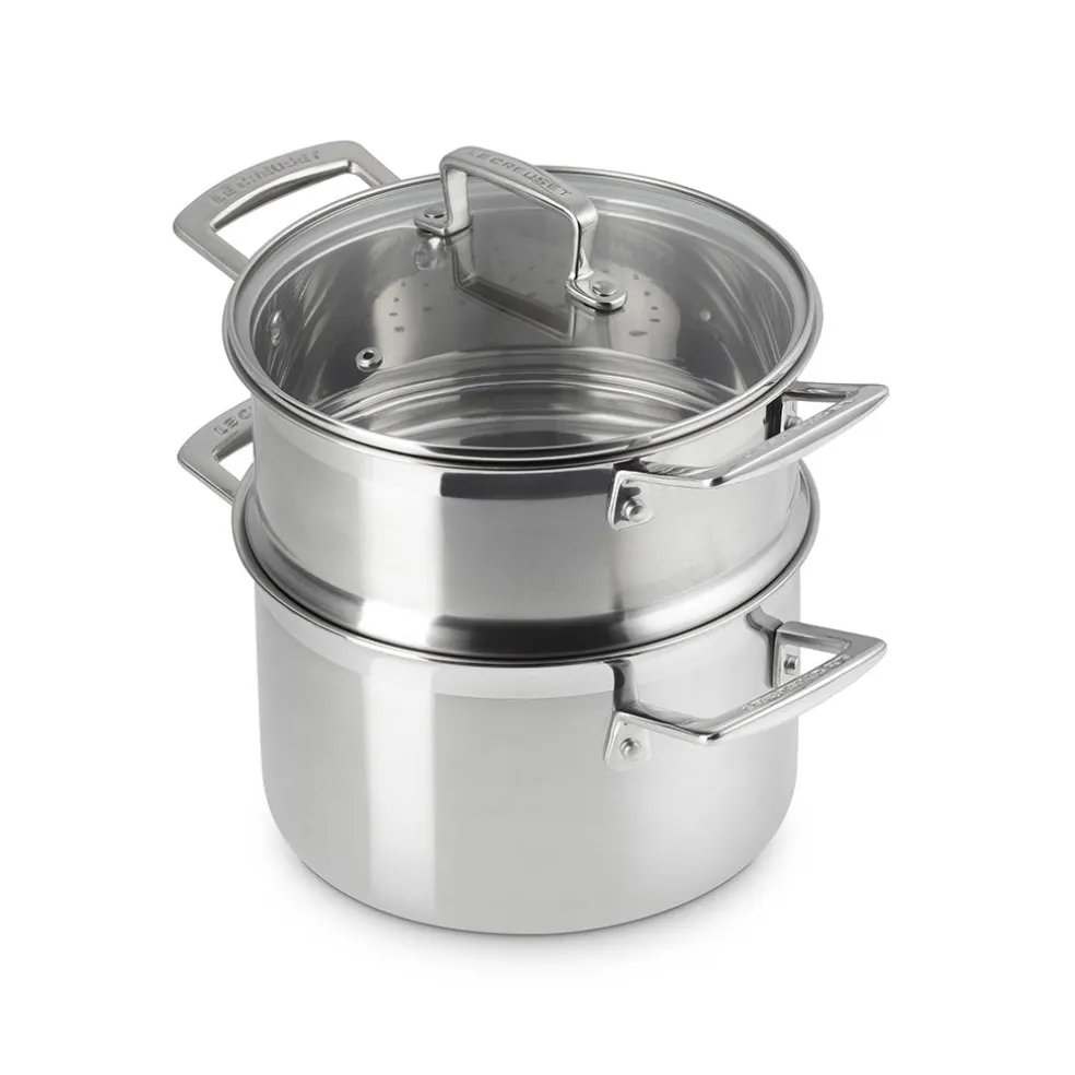 Olla con vaporera y tapa de cristal Le Creuset