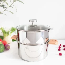 Olla vaporera de acero inoxidable con termómetro BIOME Cristel