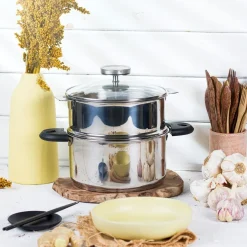 Olla vaporera de acero inoxidable con termómetro BIOME Cristel