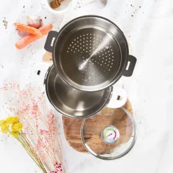 Olla vaporera de acero inoxidable con termómetro BIOME Cristel