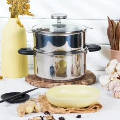 Olla vaporera de acero inoxidable con termómetro BIOME Cristel