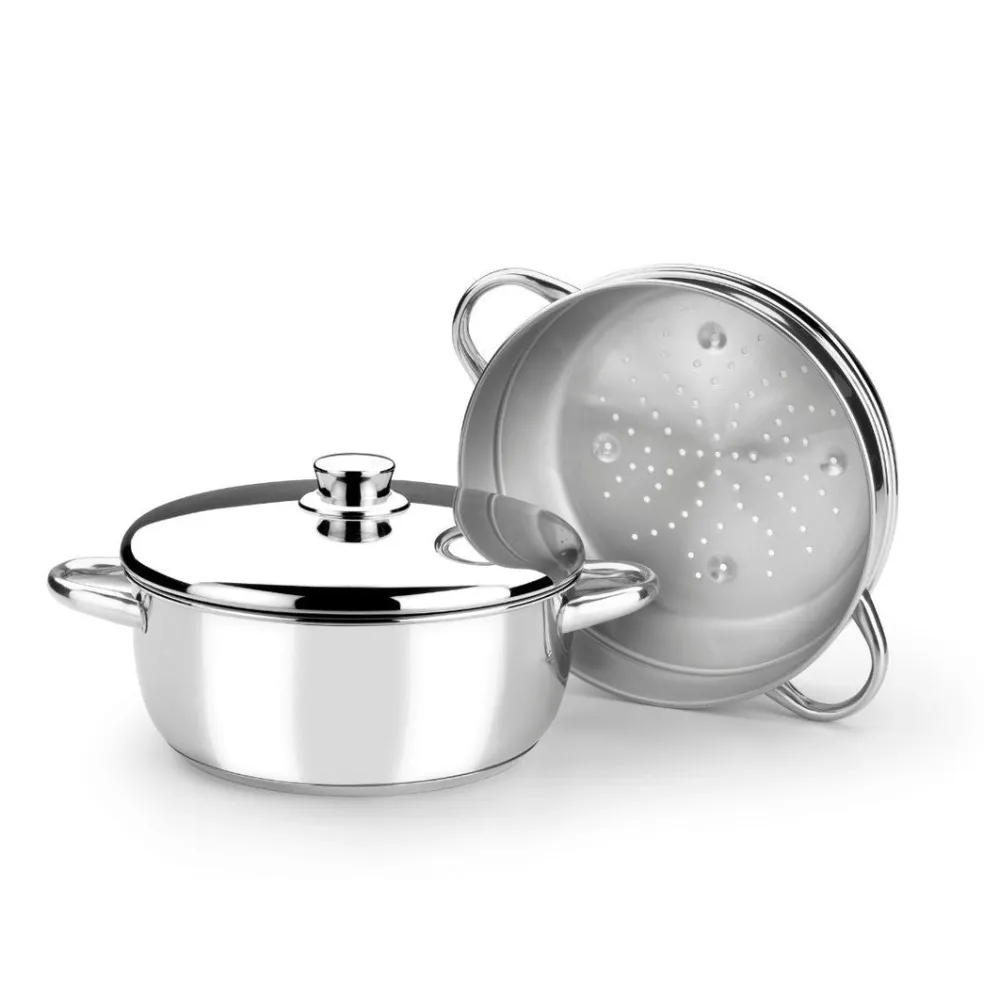 Olla vapor Optima 24cm con tapa inox Monix