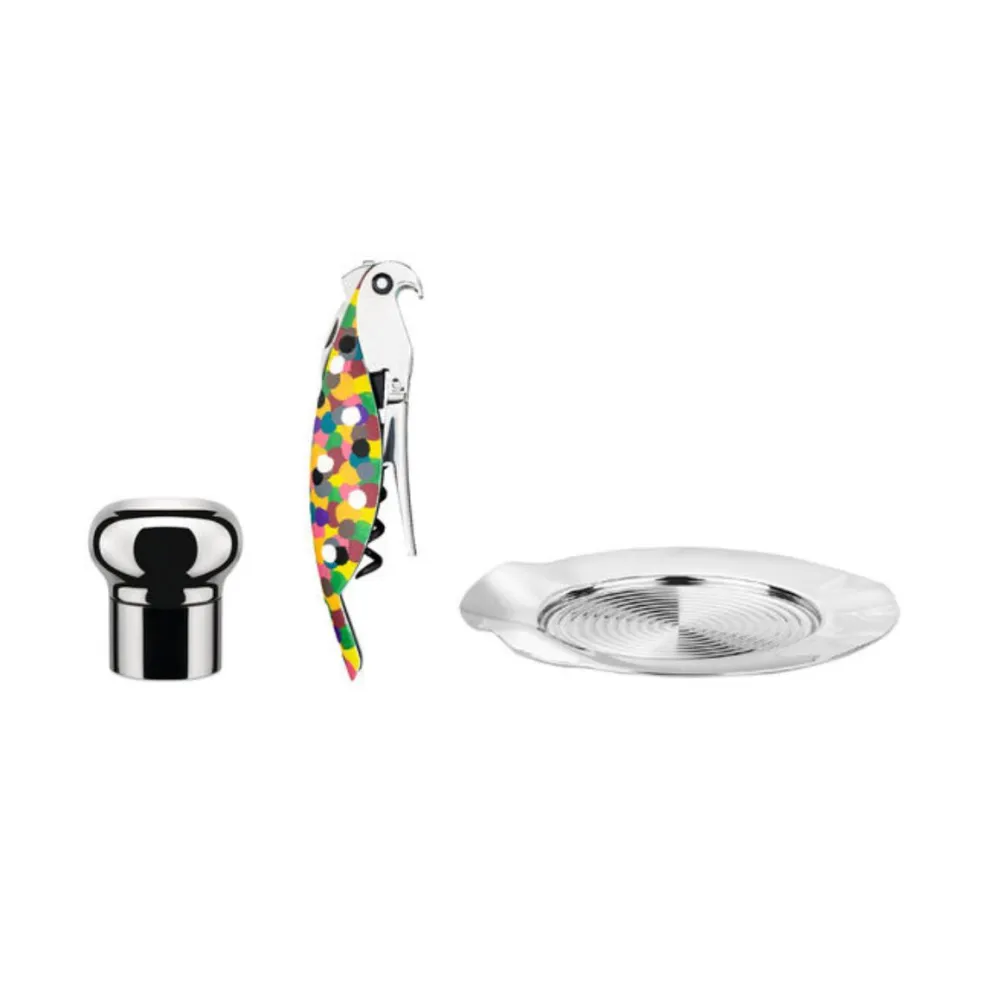 Pack de 3 piezas con abridor para vino Parrot Alessi