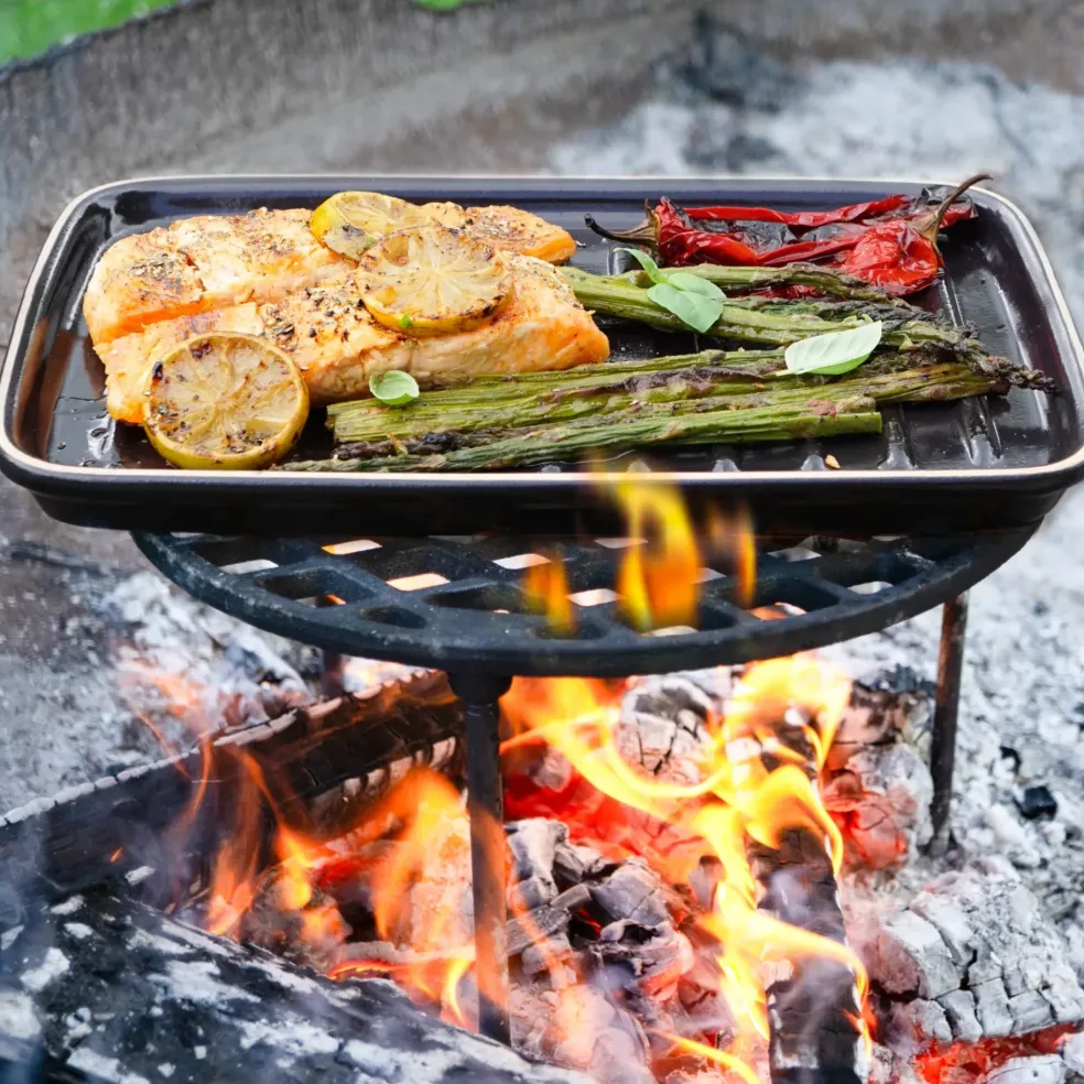 Parrilla rectangular de terracota para barbacoa y horno Römertopf