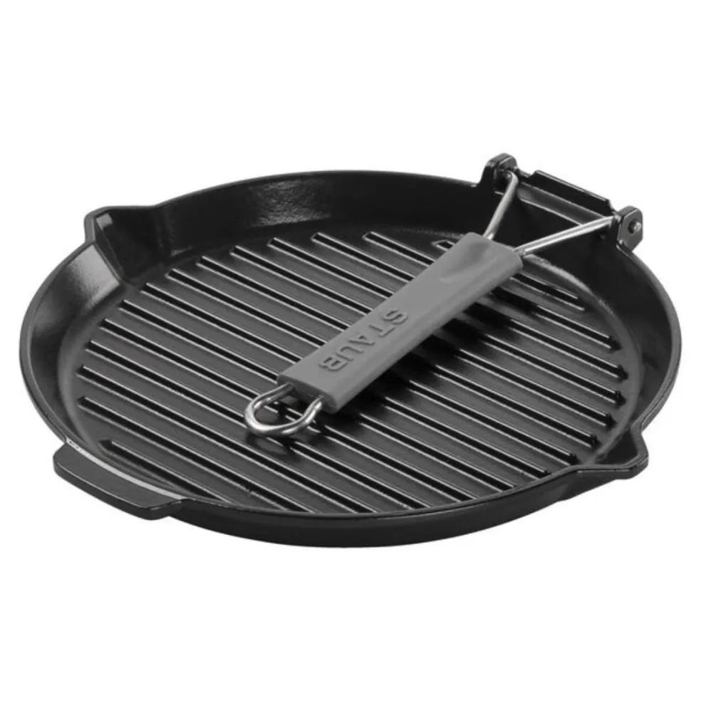 Parrilla redonda de hierro fundido con mango plegable Staub