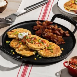 Parrilla redonda lisa y bandeja para pizza hierro fundido BBQ Outdoor Le Creuset