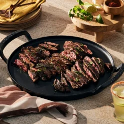 Parrilla redonda lisa y bandeja para pizza hierro fundido BBQ Outdoor Le Creuset