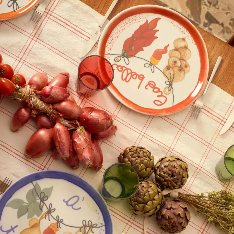 Plato de porcelana para pizza Aumm Rose & Tulipani