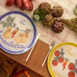 Plato de porcelana para pizza Aumm Rose & Tulipani