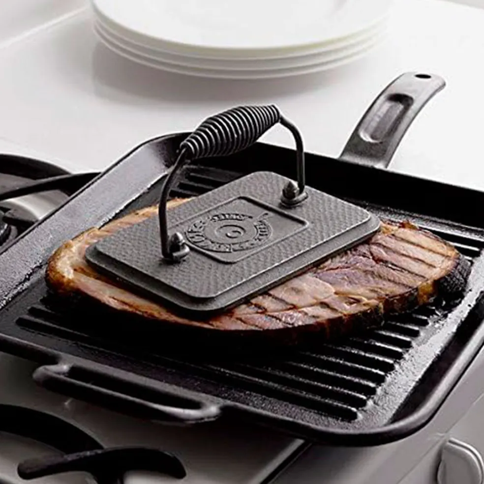 Prensa de parrilla de hierro rectangular Lodge