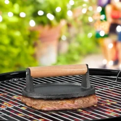 Prensa para parrilla de hierro fundido y asa de madera Küchenprofi