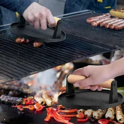 Prensa para parrilla de hierro fundido y asa de madera Küchenprofi