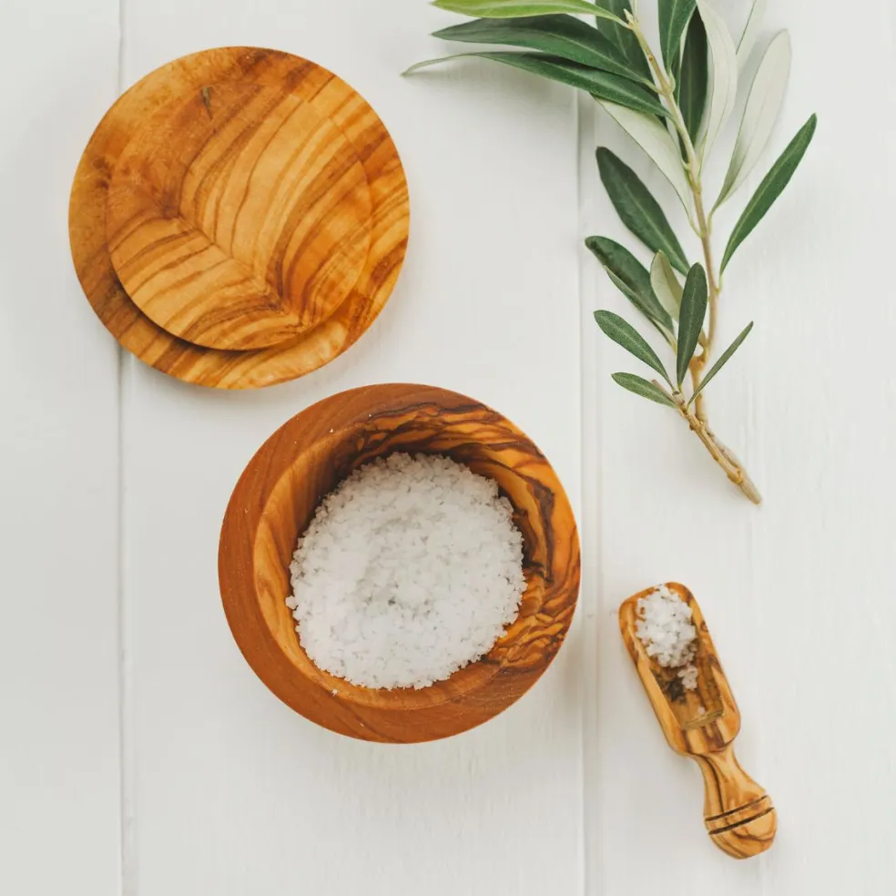 Recipiente con tapa de madera de olivo Selbrae