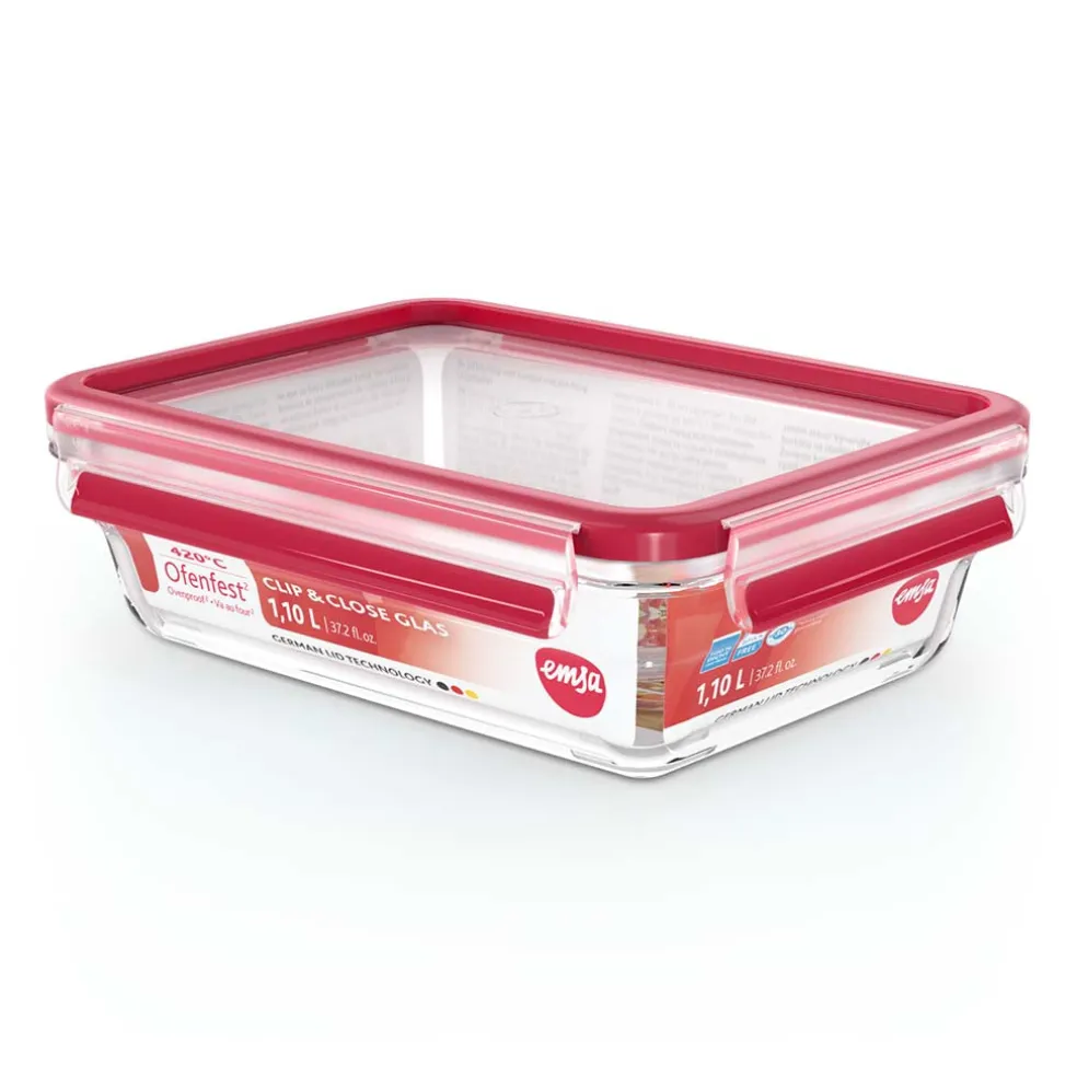 Recipientes de cristal apilables con cierre hermético Clip&Close EMSA