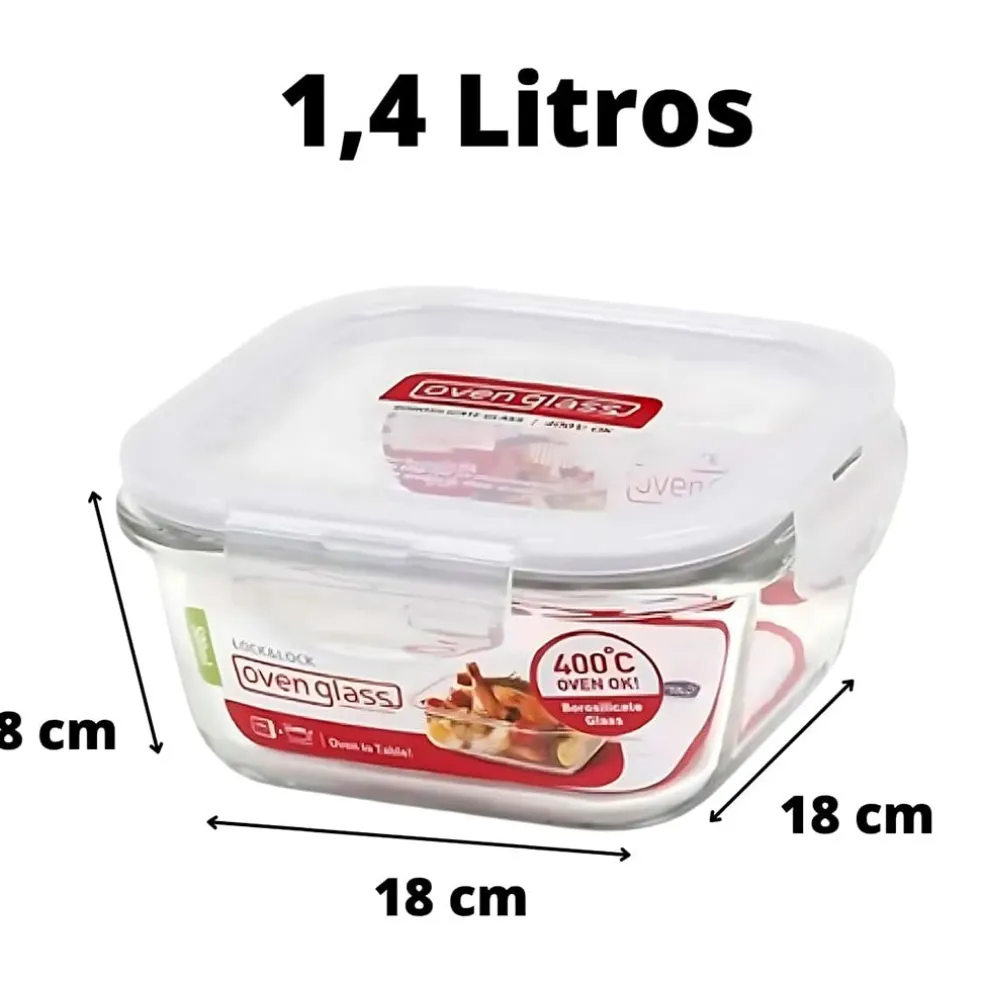 Recipientes de cristal cuadrados con tapa Lock&Lock