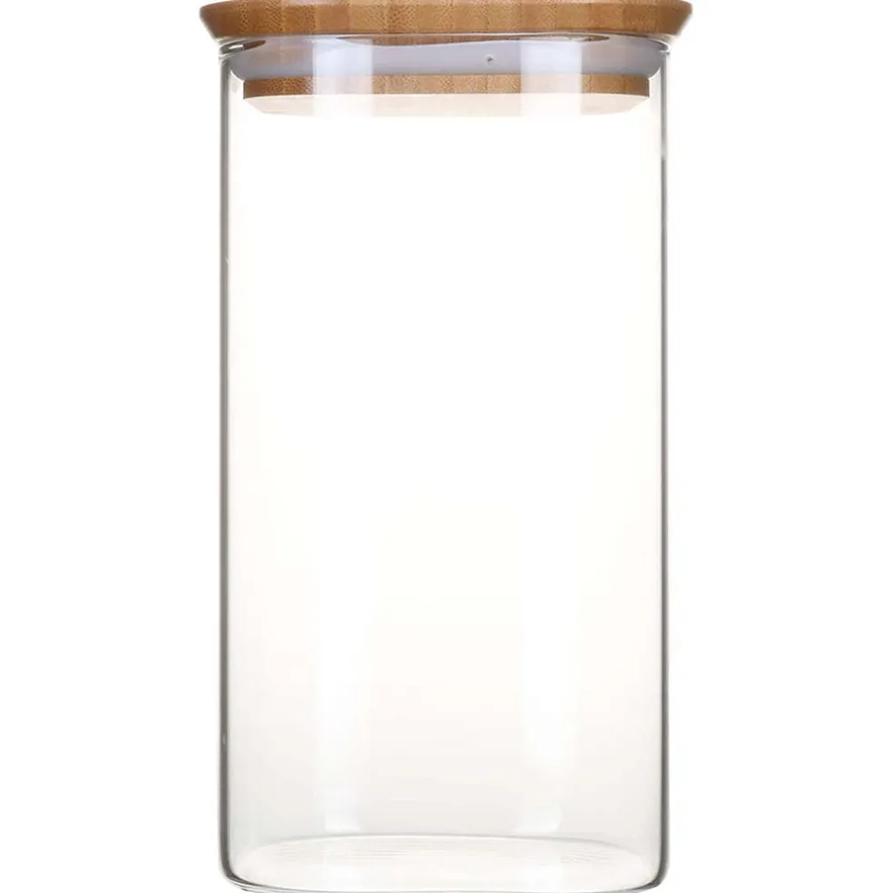 Recipientes herméticos de cristal con tapa de bambú Pebbly
