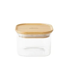 Recipientes herméticos de cristal con tapa de bambú Pebbly