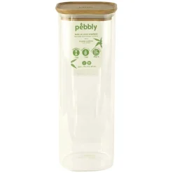 Recipientes herméticos de cristal con tapa de bambú Pebbly