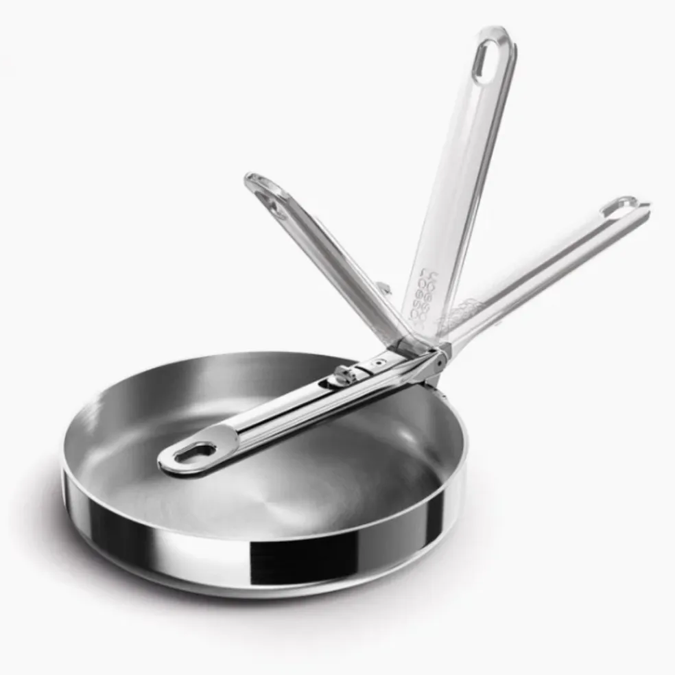 Sartén de acero inoxidable tricapa y con mango plegable Space Steel Joseph Joseph