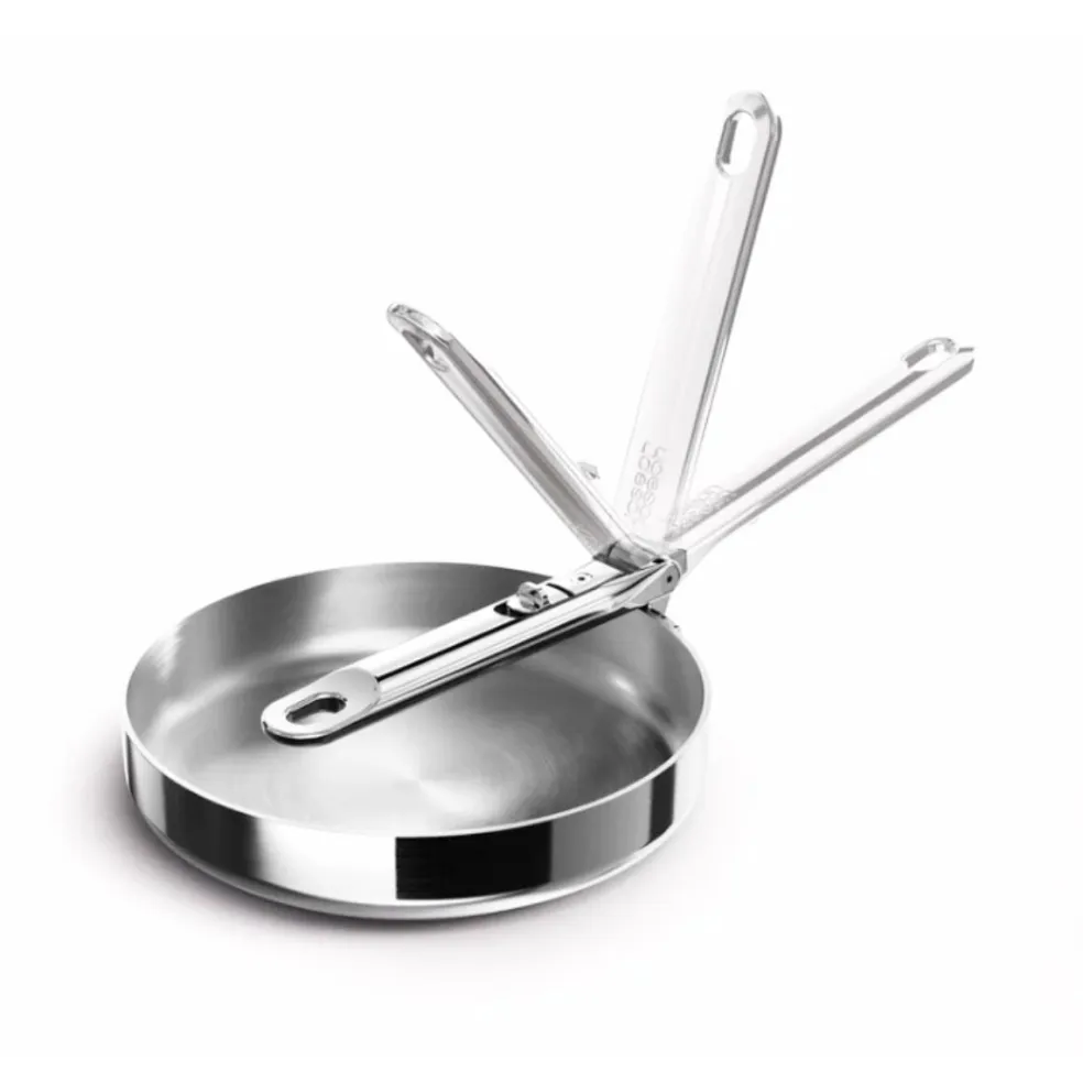 Sartén de acero inoxidable tricapa y con mango plegable Space Steel Joseph Joseph