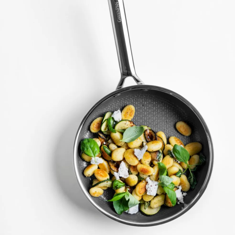 Sauté cerámica de acero inox tricapa con fondo de nido de abeja y tapa de cristal Apex GreenPan