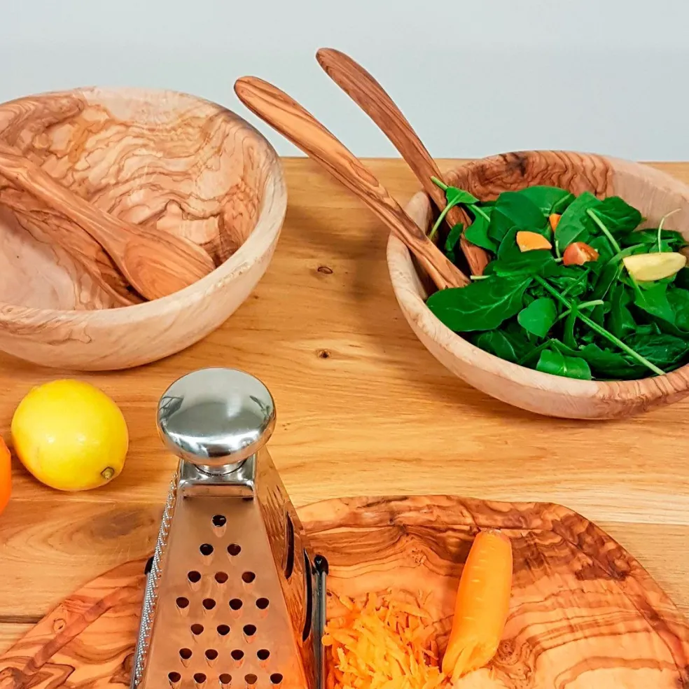 Set de 2 cubiertos para la ensalada de madera de olivo Selbrae
