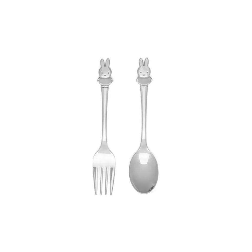 Set de cuchara y tenedor de acero inox Miffy Zilverstad