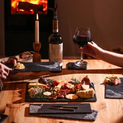 Set de 4 mini tablas de pizarra y 4 cuchillos para queso Selbrae