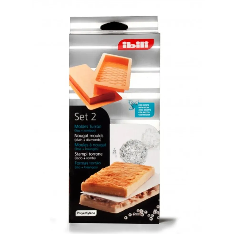 Set de 2 moldes para hacer turrón liso y rombos Ibili