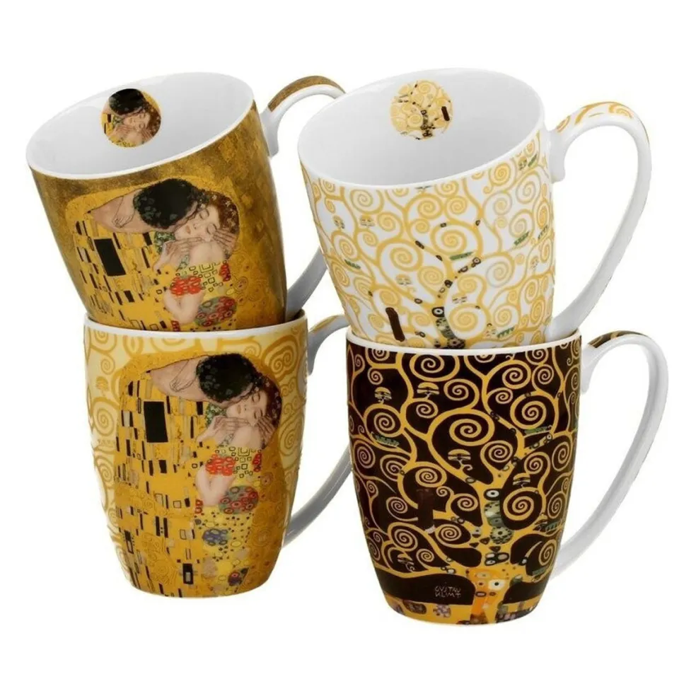 Set de 4 mugs de porcelana Beso Klimt Duo