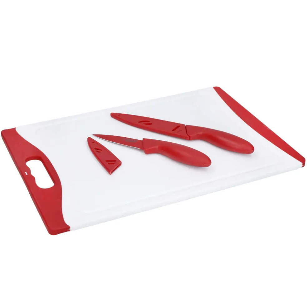Set de 3 piezas de cuchillos y tabla de cortar Colourworks KitchenCraft