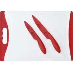 Set de 3 piezas de cuchillos y tabla de cortar Colourworks KitchenCraft