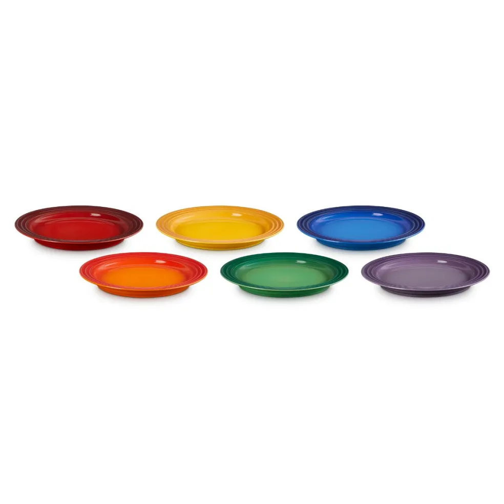 Set de 6 platos cerámicos 22cm Arcoiris Le Creuset