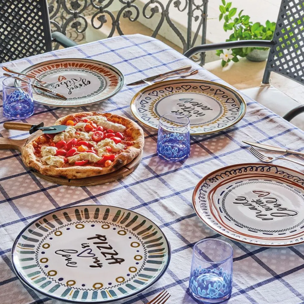 Set de 4 platos de porcelana para pizza Love Andrea Fontebasso Tognana