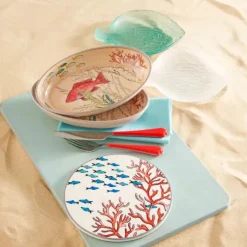 Set de 2 platos planos de melamina 27cm Sea Life Rose & Tulipani