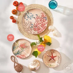 Set de 2 platos planos de melamina 27cm Sea Life Rose & Tulipani