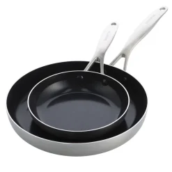 Set de 2 sartenes cerámicas con exterior de acero inoxidable Geneva GreenPan