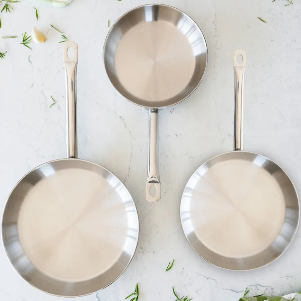 Set de 3 sartenes de acero inoxidable Profesional Bra