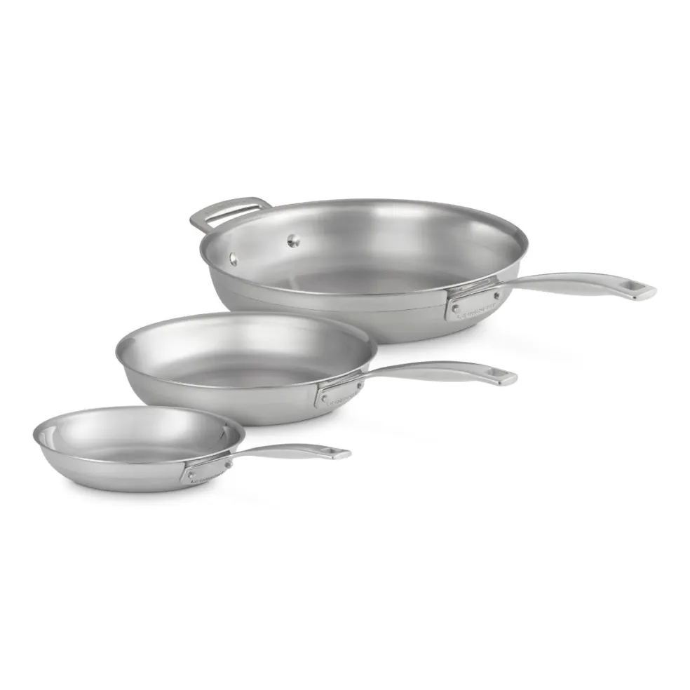 Set de 3 sartenes de acero inoxidable Tricapa 3-PLY Le Creuset