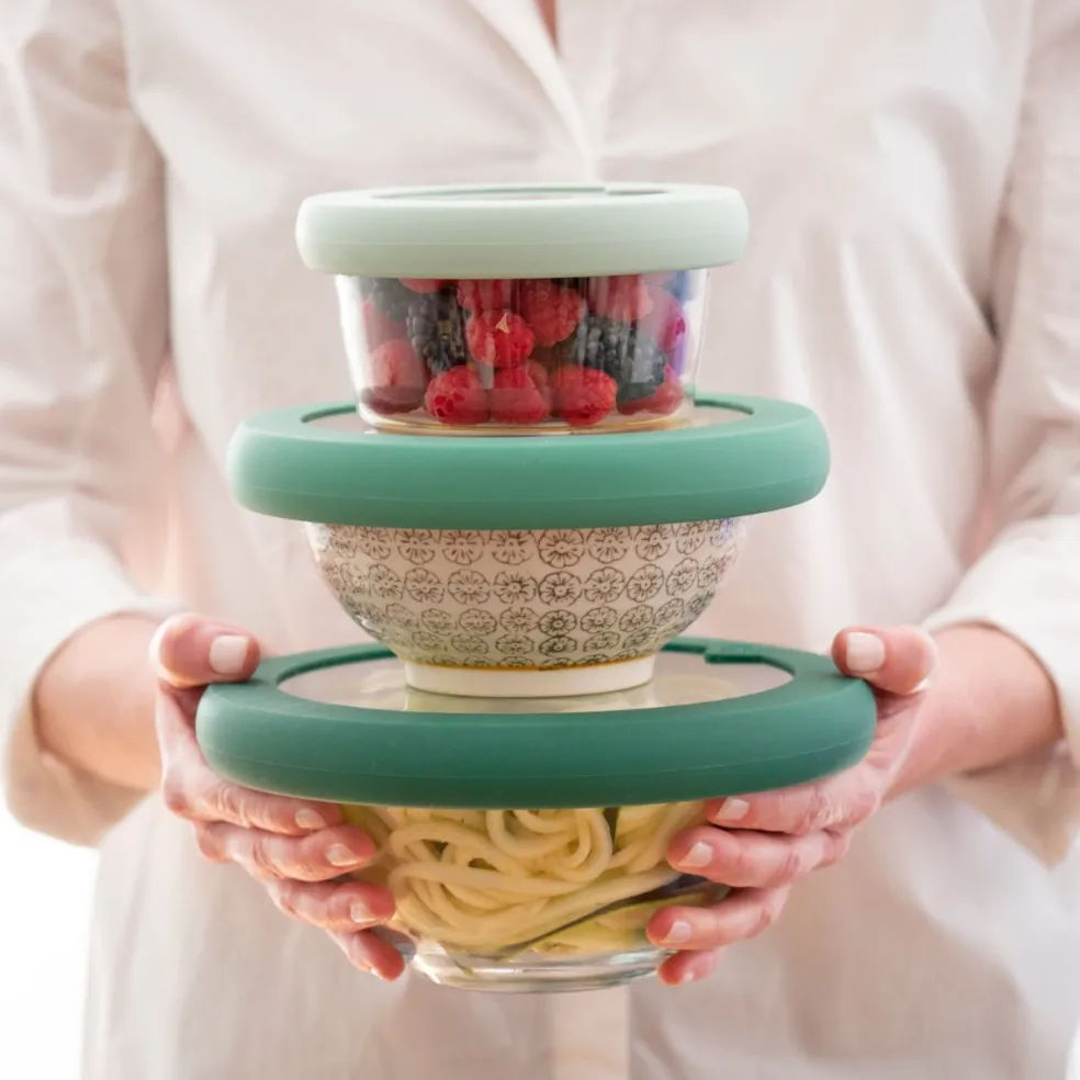 Set de 3 tapas de cristal y silicona Food Huggers